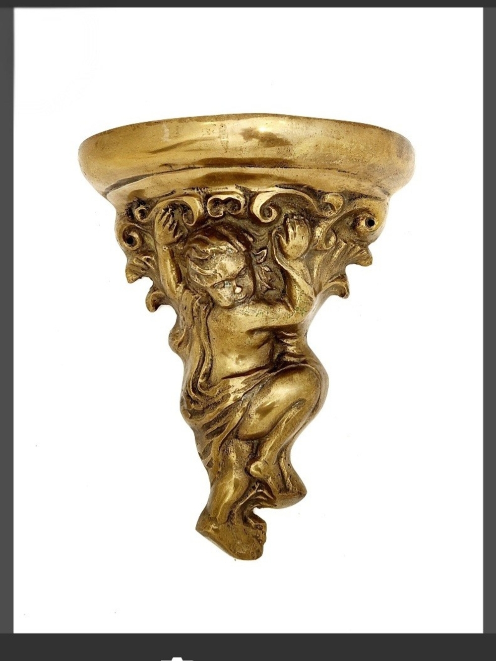 Antique Gold Cherub Brass Wall Sconce/Shelf